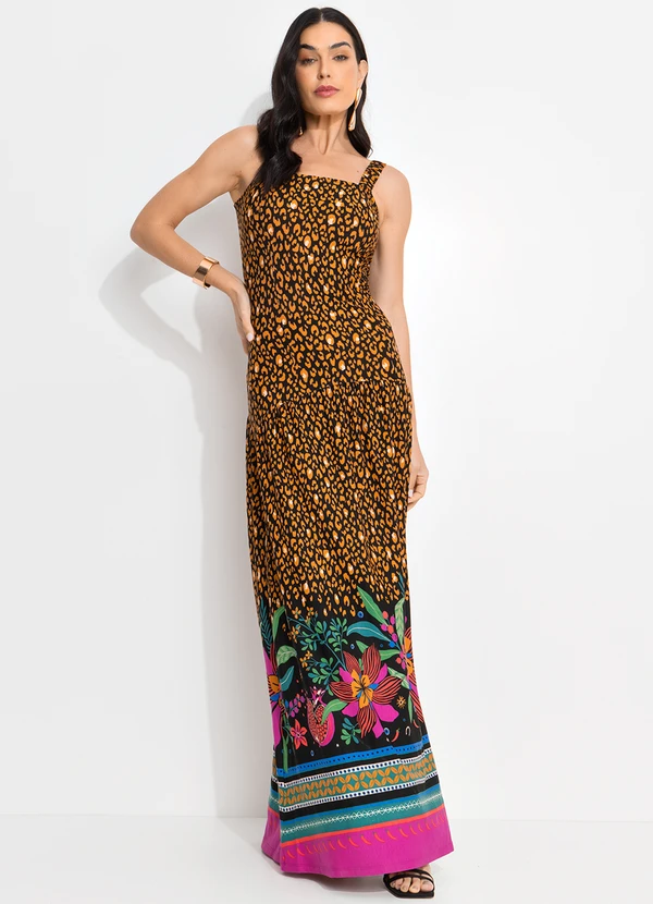 Quintess - Vestido Onça Floral em Malha de Viscose 3