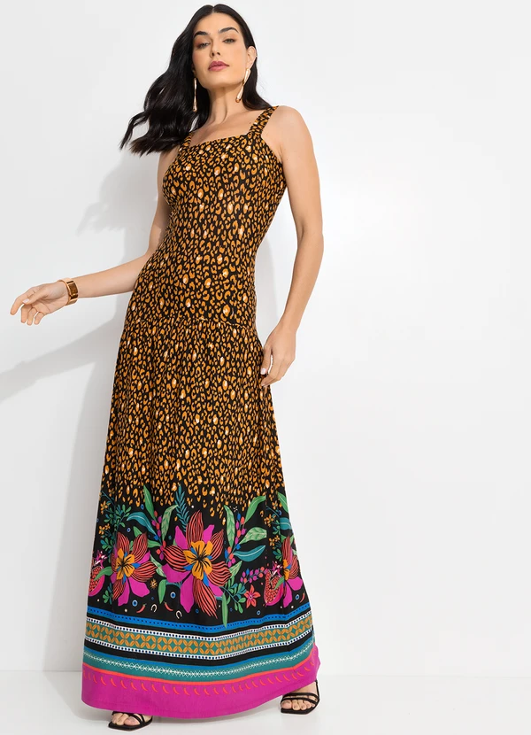 Quintess - Vestido Onça Floral em Malha de Viscose 5