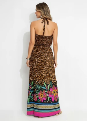 Quintess - Vestido Onça Floral em Malha de Viscose - QUINTESS