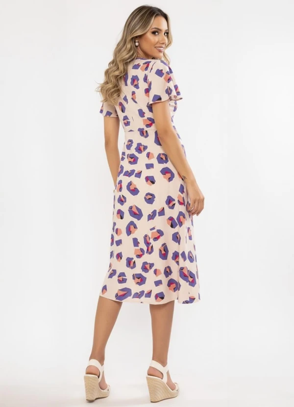 Quintess - Vestido Onça Geométrica em Crepe Plano 2