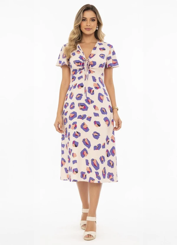 Quintess - Vestido Onça Geométrica em Crepe Plano 5