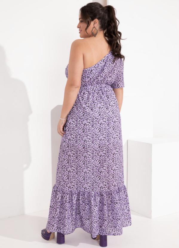 Outlet - Vestido Onça Roxa com um Ombro Só 6