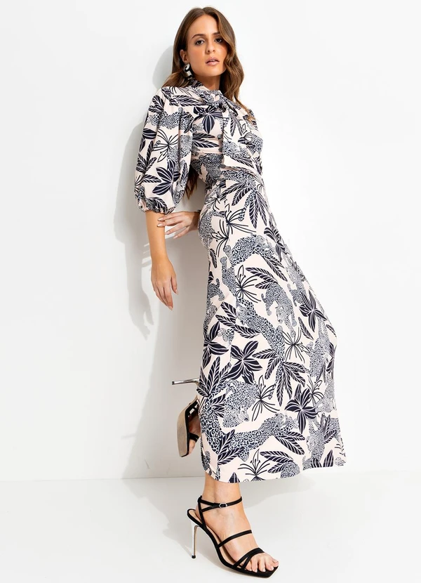 Quintess - Vestido Onças em Malha Fria