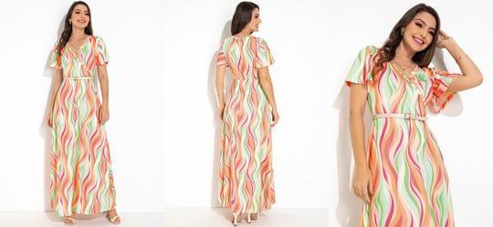 Vestido Ondas Coloridas em Malha