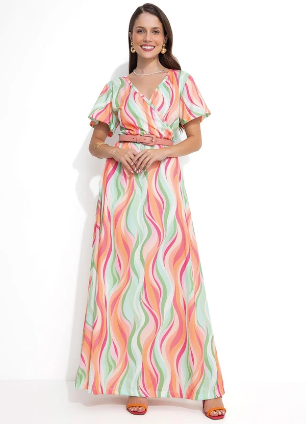 Rosalie - Vestido Ondas Coloridas em Malha