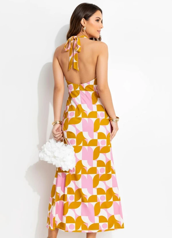 Quintess - Vestido Longo Frente Única Estampado em Malha Fria com Amarração 10