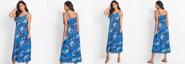 Vestido Paisley Azul em Crepe Plano