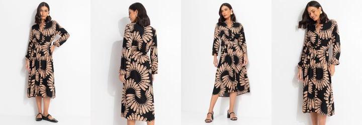 Vestido Paisley Preto em Tecido Viscose Fluido