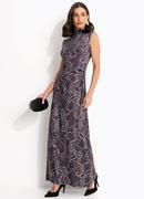Vestido Paisley Roxo em Malha Fria