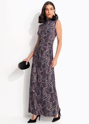 Vestido (Paisley Roxo) em Malha Fria