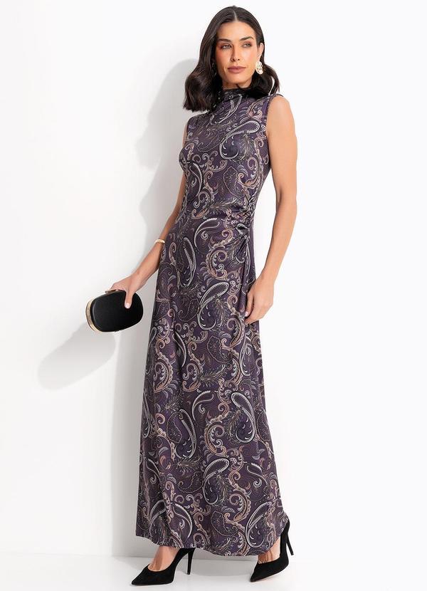 Vestido (Paisley Roxo) em Malha Fria