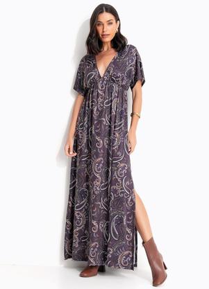 Vestido (Paisley Roxo) em Malha Fria