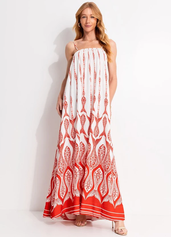 Farm - Vestido Peixe Correnteza Vermelho