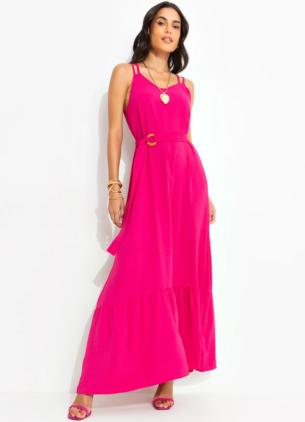 Quintess Vestido Pink em Crepe Plano