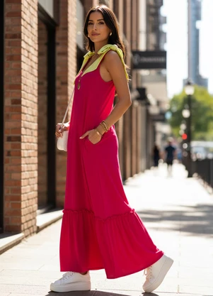 Quintess - Vestido Pink em Malha de Viscose - QUINTESS