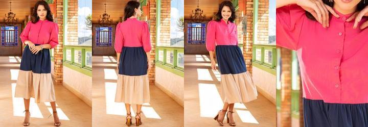 Vestido Pink em Tricoline