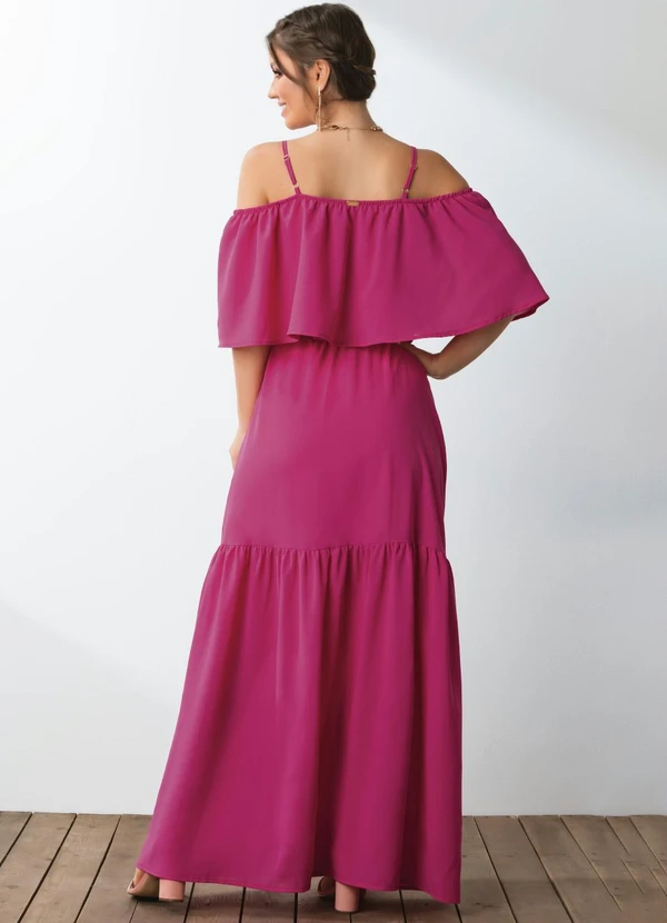 Queima Estoque - Vestido Pink Longo com Babados 5