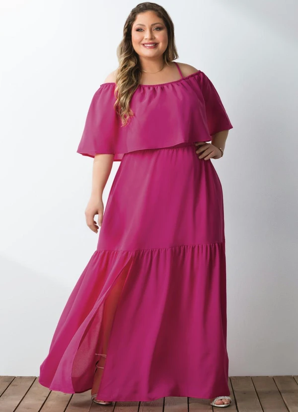 Queima Estoque - Vestido Pink Longo com Babados 2
