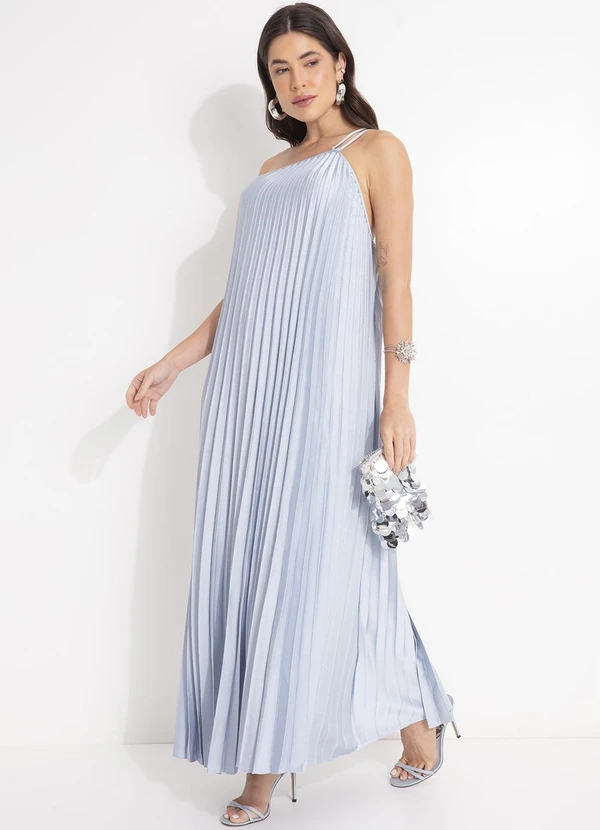 Farm - Vestido Plissado Longo Azul 3