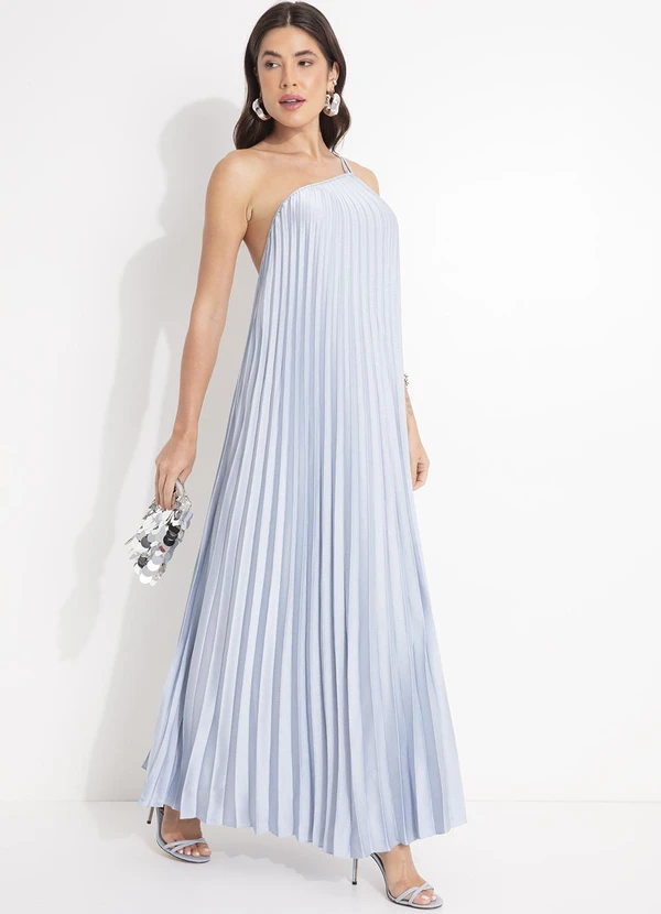 Farm - Vestido Plissado Longo Azul 4