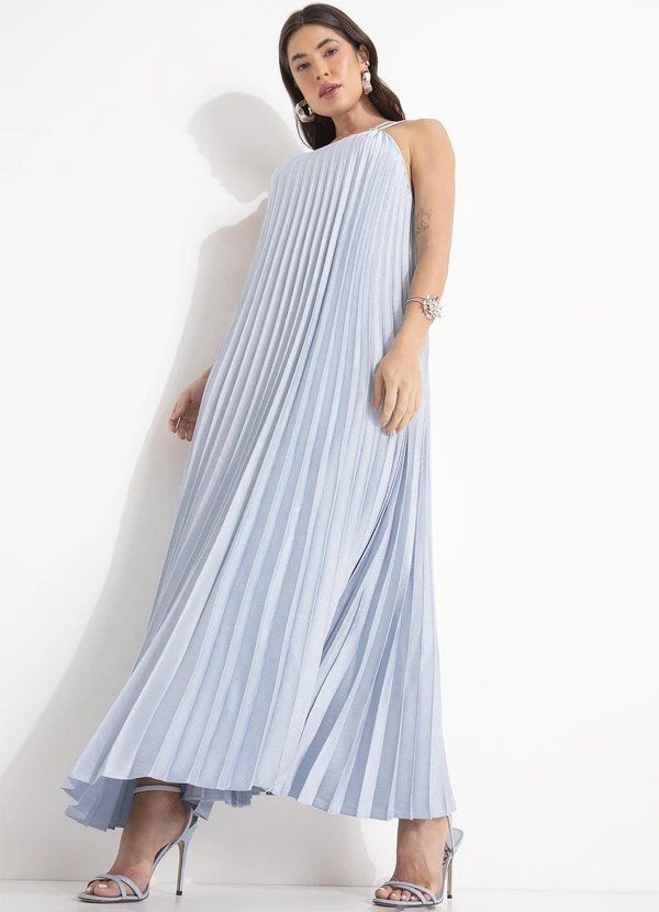 Farm - Vestido Plissado Longo Azul 6