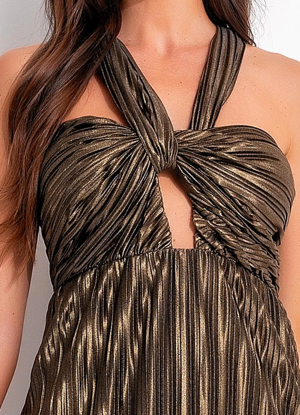 Colcci - Vestido Plissado Metalizado Dourado 7