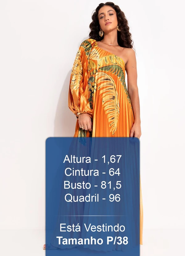 Farm - Vestido Plissado Ombro Só Itacaré Laranja 5
