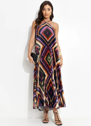 Farm - Vestido Plissado Pretti Preto - FARM