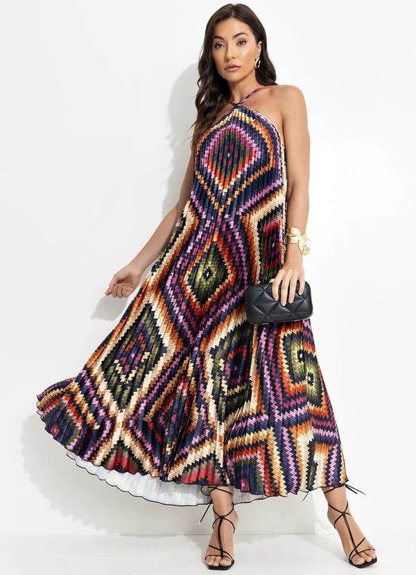 Farm - Vestido Plissado Pretti Preto 3