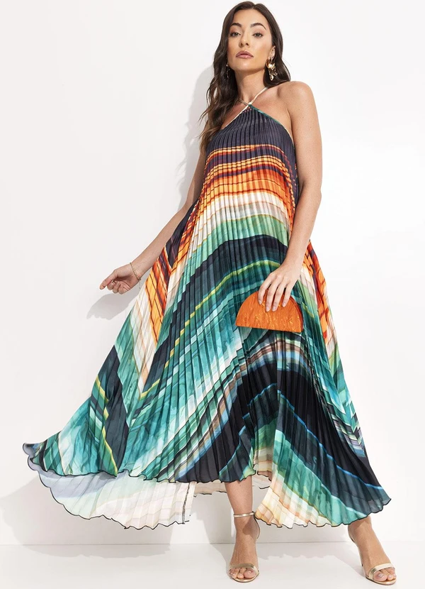 Farm - Vestido Plissado Turmalina Verde 3