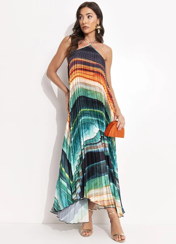 Farm - Vestido Plissado Turmalina Verde 5