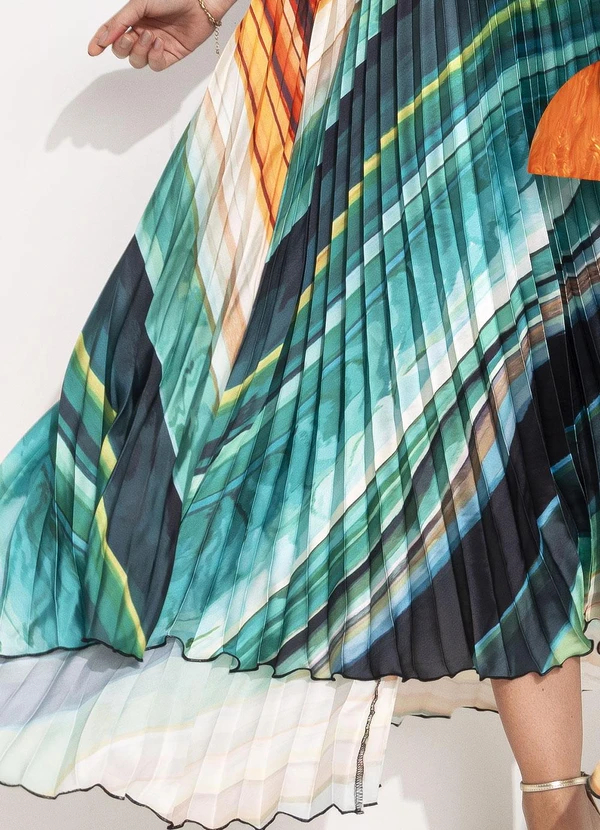 Farm - Vestido Plissado Turmalina Verde 8