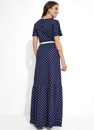 Rosalie - Vestido Poá Azul com Babado - ROSALIE