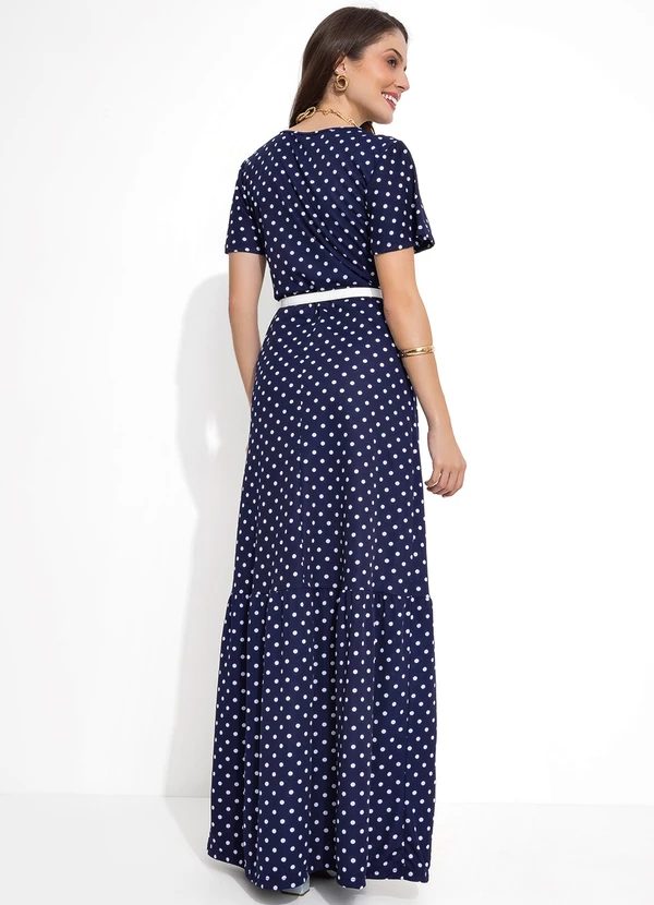 Rosalie - Vestido Poá Azul com Babado 2