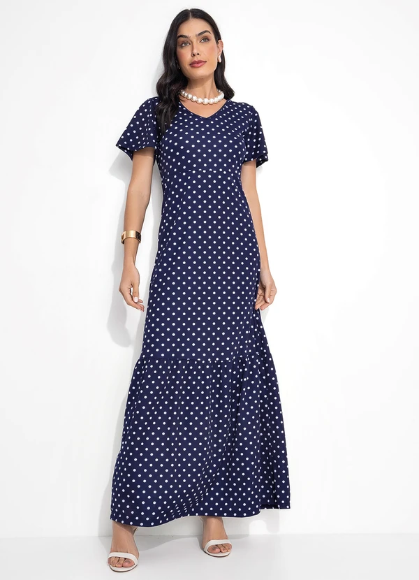 Rosalie - Vestido Poá Azul com Babado 3