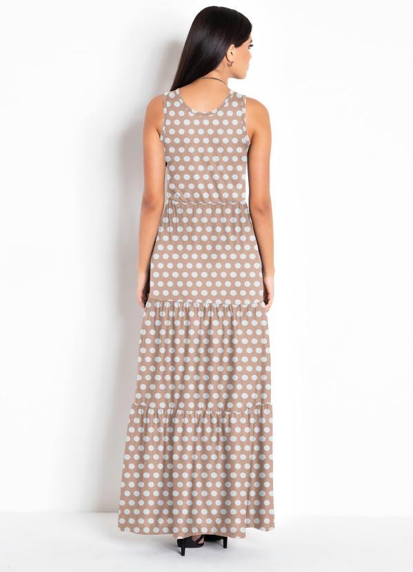 Moda Pop - Vestido Poá Bege com Camadas 2