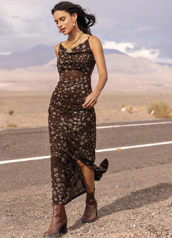 Quintess - Vestido Poá Devorê em Malha Devorê 7