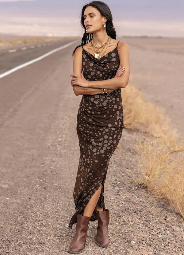 Quintess - Vestido Poá Devorê em Malha Devorê 8