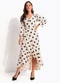 Quintess - Vestido Abstrato Bicolor em Malha de Viscose - variação: Poá