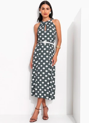 Quintess - Vestido Poá Grafite em Malha de Viscose - QUINTESS