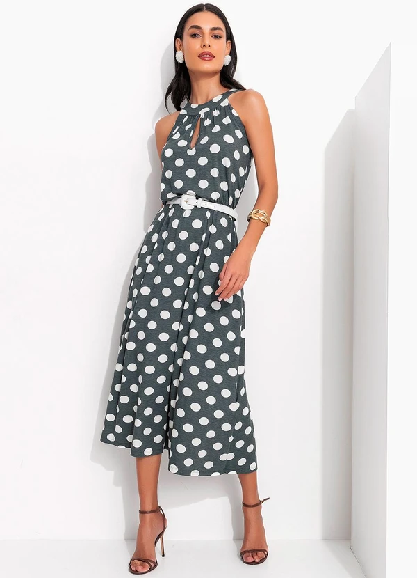 Quintess - Vestido Poá Grafite em Malha de Viscose 12