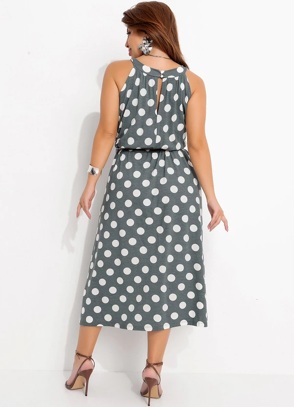 Quintess - Vestido Poá Grafite em Malha de Viscose 6