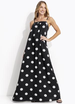 Vestido (Po Grande Preto) em Viscose Plana