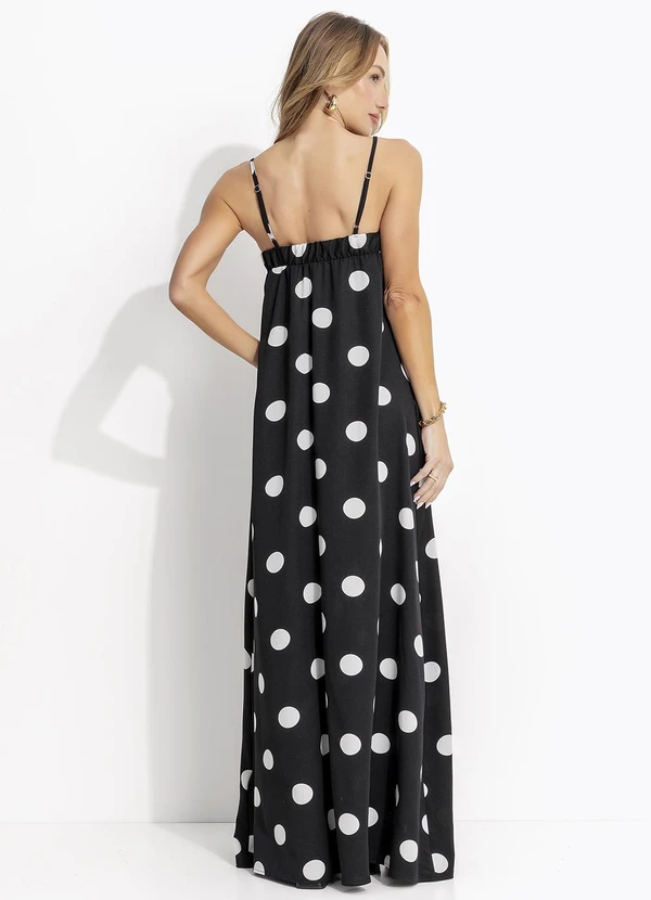 Quintess - Vestido Poá Grande Preto em Poliéster 2