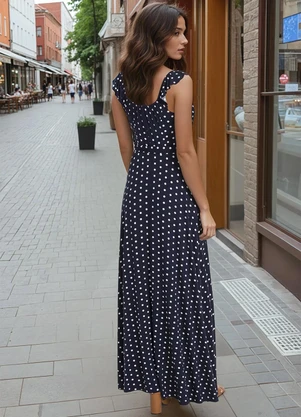 bonprix - Vestido Poá Marinho em Malha Fria - BONPRIX