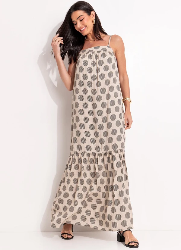 Quintess - Vestido Poá Preto em Viscose Plana 3