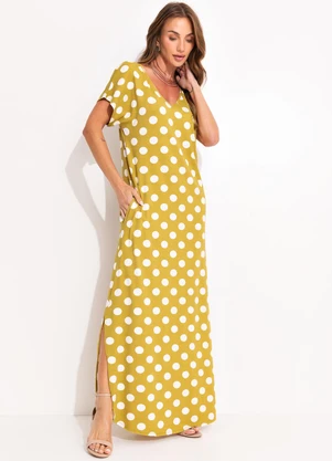 Quintess - Vestido Poá Verde em Malha de Viscose - QUINTESS