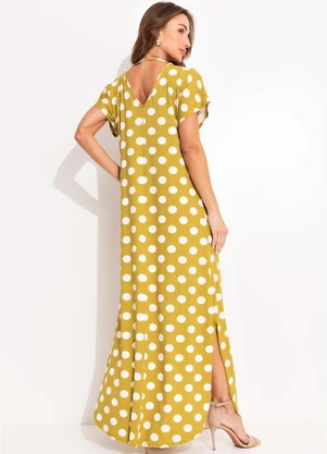 Quintess - Vestido Poá Verde em Malha de Viscose - QUINTESS