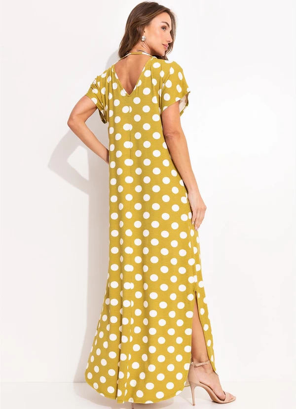 Quintess - Vestido Poá Verde em Malha de Viscose 2