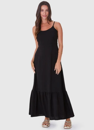 Malwee - Vestido Preto Amplo com Amarração - MALWEE